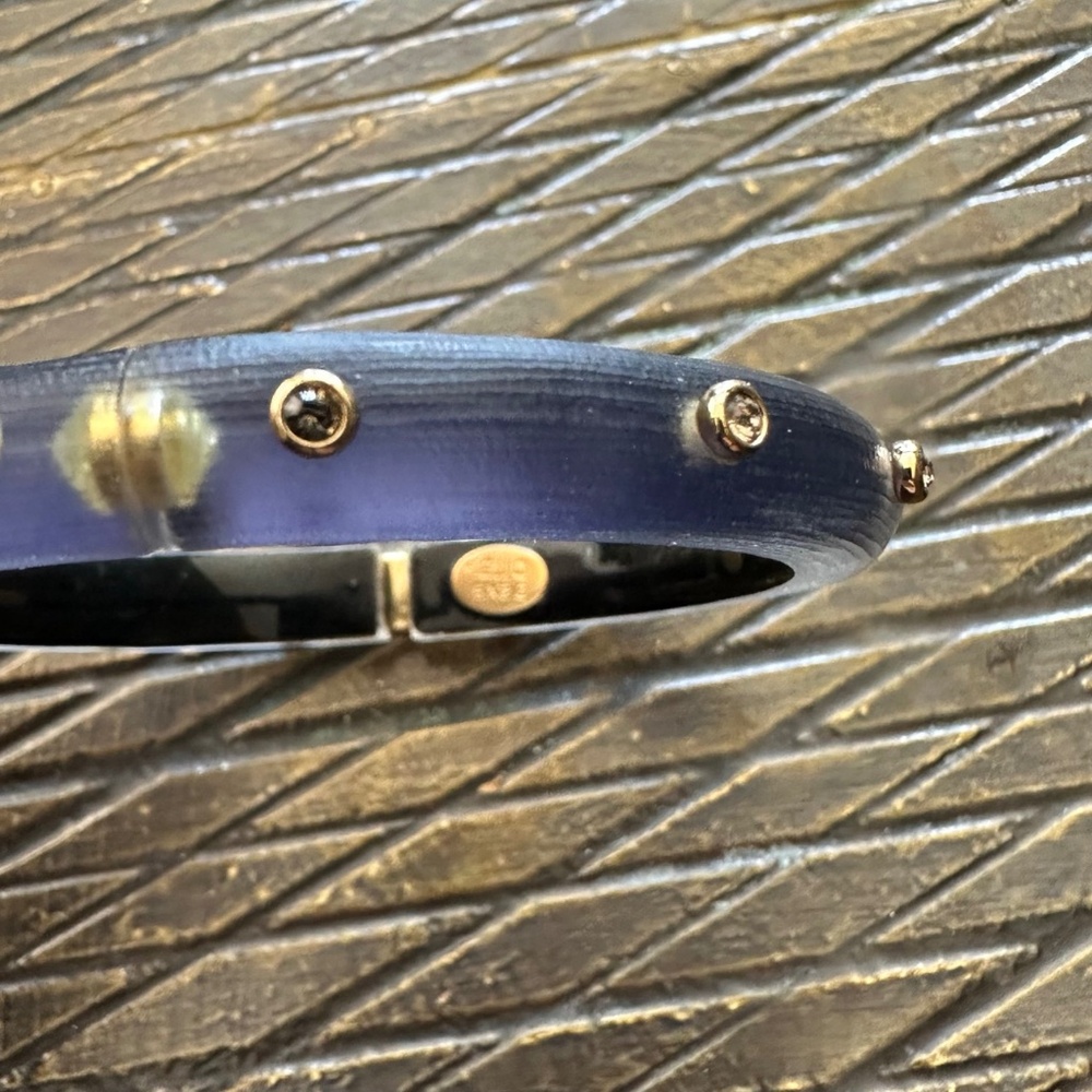 Alexis Bittar Crystal Studded Lucite Hinge Bracelet - Blue